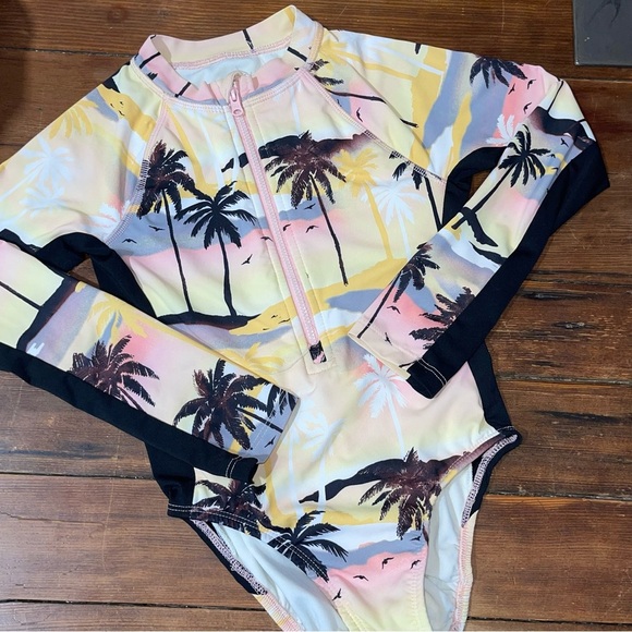 Wonder Nation Pink and Yellow Rashguard Swim Set - Picture 1 of 5